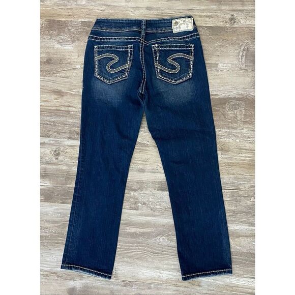 Silver Suki Capri Jeans Mid Rise Embroidered Women’s Sz 28 Waist - Picture 2 of 6